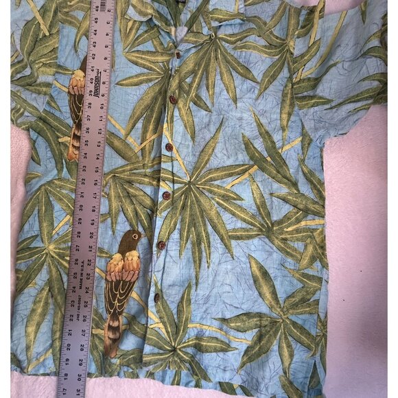 Tommy Bahama Mens Medium 100% Linen Tropical Parrot & Leaf Print Button-Up Shirt - Picture 6 of 7